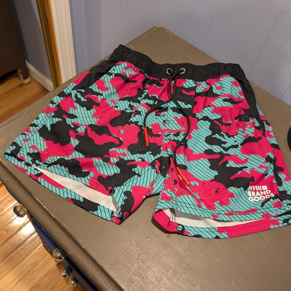 Not Dead Yet NDY pink/black/blue camo GOAT shorts
